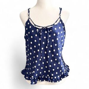 Vintage Inner Most Navy Polka Dot Satin Camisole Size M